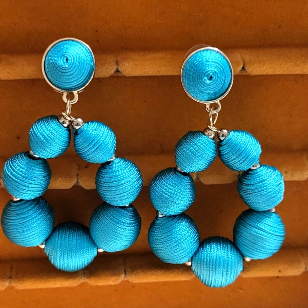 Elegant Blue Beaded Earrings